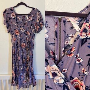 Target purple floral wrap dress size large